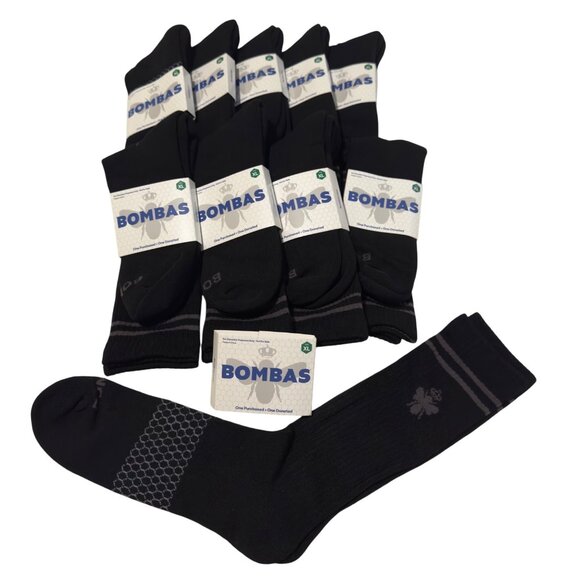 Bombas midcalf socks men's size XL Black Honeycomb stay up antimicrobial new 5X - Picture 2 of 10